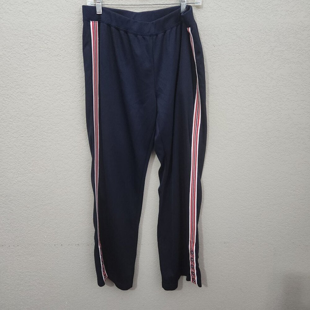 Izod Movement Track Pants XL Navy Polyester Red White Striped Sides